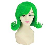 Ktip Up à l'envers dégoût Cosplay perruque courte bouclés vert côté frange cheveux synthétiques Halloween Anime Costume perruques KUKS022