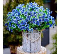 KTLCNDF Fleurs artificielles de Gloire du Matin - 15 Bouquets (315 Fleurs) Fleurs artificielles colorées en Soie for la décoration de la Maison, du Porche et du Patio(Blue,10 bunches/210 Flowers)