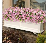 KTLCNDF Fleurs artificielles de Gloire du Matin - 15 Bouquets (315 Fleurs) Fleurs artificielles colorées en Soie for la décoration de la Maison, du Porche et du Patio(Pink,15 bunches/315 Flowers)