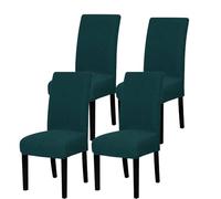 KTLCNDF Housse De Chaise De Salle À Manger Deux Pièces, Jacquard Extensible Ultra-ajusté, Protection De Siège Amovible Et Lavable, Beige(Dark Aqua,4)