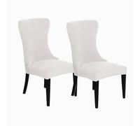 KTLCNDF Housse De Chaise Extensible À Oreilles - 85% Polyester, 15% Élasthanne, Réutilisable, Antidérapante, Idéale for La Décoration De Salle De Banquet(White,Set of 2)