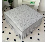 KTLCNDF Housse De Pouf Carrée À Volants - Housse De Repose-Pieds Extensible en Jacquard De 80 Cm (Bleu) - Compatible avec La Plupart des Poufs Modulaires - Protection De Meubles Lavable(Gray)