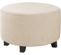 KTLCNDF Housse De Pouf Extensible dans Les Deux Sens - Mélange Polyester-élasthanne, Anti-Boulochage Et Infroissable, Compatible avec La Plupart des Repose-Pieds Ronds(Beige,M)