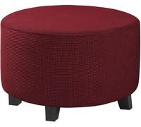 KTLCNDF Housse De Pouf Extensible dans Les Deux Sens - Mélange Polyester-élasthanne, Anti-Boulochage Et Infroissable, Compatible avec La Plupart des Repose-Pieds Ronds(Red,S)