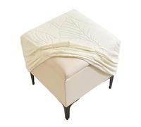 KTLCNDF Housse De Pouf Extensible - Tissu Jacquard avec Élasticité dans 4 Directions, Technologie Antidérapante for Pouf Carré/Tabouret De Rangement en Hassock(White,1pcs)
