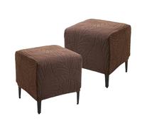 KTLCNDF Housse De Pouf Extensible - Tissu Jacquard avec Élasticité dans 4 Directions, Technologie Antidérapante for Pouf Carré/Tabouret De Rangement en Hassock(Coffee,2pcs)