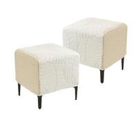 KTLCNDF Housse De Pouf Extensible - Tissu Jacquard avec Élasticité dans 4 Directions, Technologie Antidérapante for Pouf Carré/Tabouret De Rangement en Hassock(White,2pcs)