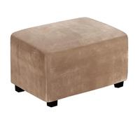KTLCNDF Housse De Pouf Rectangulaire XL en Velours Extensible, 1 Pièce, for Repose-Pieds De Rangement, Housse De Repose-Pieds Élastique, Lavable en Machine(Light Curry,XL)