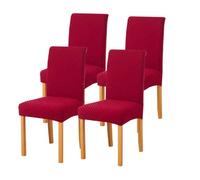 KTLCNDF Lot De 6 Housses De Chaise De Salle À Manger en Jacquard, Beiges, Antidérapantes Et Élastiques, for Chaises sans Accoudoirs(Burgundy,4)