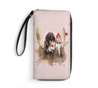 KTNML Portefeuille de voyage en cuir pour femme avec motif de hérisson, avec dragonne imprimée, pour le travail et un usage quotidien, 20 x 10 cm, Peinture aquarelle hérisson, 7.8*4.1 in