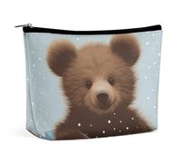 KTNML Trousse de maquillage portable à fermeture éclair avec imprimé ours heureux pour bébé, sac de rangement facile à transporter, sacs cosmétiques de voyage pour femme, ours heureux bébé, 17,3 x 15