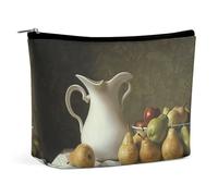 KTNML Trousse de maquillage portable à fermeture éclair avec motif cruche blanche, sac de rangement facile à transporter, sacs cosmétiques de voyage pour femme, motif pichet blanc, 17,3 x 15 cm, Motif