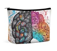 KTNML Trousse de maquillage portable à fermeture éclair - Motif cerveau gauche et droit - Facile à transporter - Pour femme - Cerveau gauche et droit - 17,3 x 15 cm, Cerveau gauche et droit., 6.8*5.9
