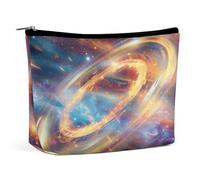 KTNML Trousse de maquillage portable avec fermeture éclair - Grand cercle - Imprimé - Facile à transporter - Pour femme - Grand cercle lumineux - 17,3 x 15 cm, Grand cercle brille, 6.8*5.9 in