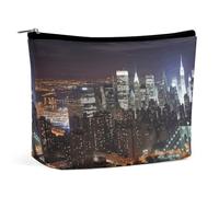 KTNML Trousse de maquillage portable avec fermeture éclair - Imprimé nuit de New York - Facile à transporter - Pour femme - 17,3 x 15 cm, New York Night, 6.8*5.9 in