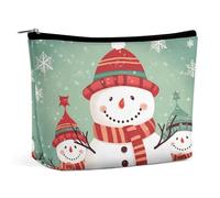 KTNML Trousse de maquillage portable avec fermeture éclair - Motif bonhomme de neige - Facile à transporter - Pour femme - 17,3 x 15 cm, Bonhomme de neige mignon Merry Christmas, 6.8*5.9 in