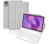 KTOITION Étui de clavier pour Lenovo Idea Tab 11 (TB336ZU/TB336FU) 2025, étui de protection avec clavier Bluetooth pour Lenovo Idea Tab 11 - Étui de protection avec porte-stylo sans fil, blanc gris