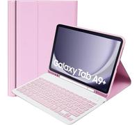 KTOITION Générique Étui avec clavier compatible avec Samsung Galaxy Tab A9+ 11 pouces 2023 avec film protecteur [espagnol], SM-X210/X216/X218, housse de protection avec porte-stylo (rose)