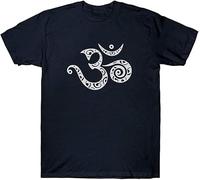 KTOPMC diyi Om Mantra T Shirt Zen Buddhism Meditation Japan Japanese Spiritual Symbol Navy S Black(Large)