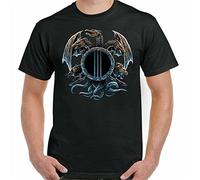 KTOPMC Dragon T-Shirt Mens Fantasy Legend Myth Wolf Lion Head Skull Top 3 Headed Unisex Black(Large)