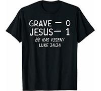 KTOPMC Grave 0 Jesus 1 He Has Risen Jesus Religious Easter Christ T-T-Shirts à Manches Courtes(Large)