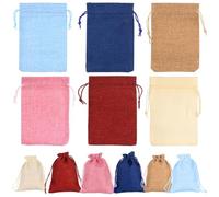 KTPCN 18 Pcs Sac en Jute, Petits Sac Toile de Jute Coton avec Cordon de Serrage, Pochettes Sacs en Toile de Jutes Colorés pour Remplir Bijoux, Café, épices, Cadeaux de mariage (10 x 14 cm)