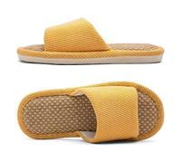 ktprniy Chaussons d'intérieur en lin, confortables, respirants, antidérapants et silencieux, toute l'année Gelb EU 40-41