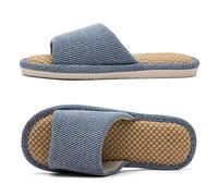 ktprniy Chaussons d'intérieur en lin, confortables, respirants, antidérapants et silencieux, toute l'année Blau EU 40-41