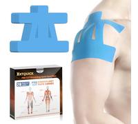 KTQUICK Bande de kinésiologie prédécoupée pour les épaules, douce pour la peau avec un confort parfait, imperméable et élastique pour les épaules (bleu, 20)