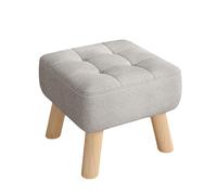 KTREZ Repose-pieds rond en tissu avec pieds en bois massif, pieds antidérapants et silencieux, design empilable de 30 cm, housse amovible et lavable, pas de montage, repose-pieds compact pour salon ou