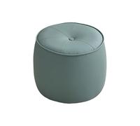 KTREZ Tabouret à chaussures rond en cuir synthétique, empilable avec éponge haute densité, imperméable et durable, cadre en bois robuste, pas de montage pour le salon ou le bureau, vert