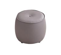 KTREZ Tabouret à chaussures rond en cuir synthétique, empilable avec éponge haute densité, imperméable et durable, cadre en bois robuste, pas de montage pour le salon ou le bureau, gris