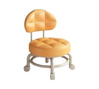 KTREZ Tabouret à roulettes bas à coussin rond épais et mobile, tabouret ergonomique sans accoudoirs pour couture au sol, travaux ménagers, chambre à coucher, cuisine, salle de bain, porte - Jaune