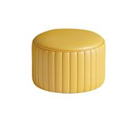 KTREZ Tabouret bas rond en cuir synthétique, 36 x 36 x 24 cm, pieds antidérapants, design empilable, siège en éponge haute densité, plusieurs couleurs, pas de montage, repose-pieds compact pour salon