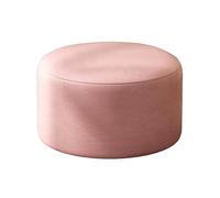 KTREZ Tabouret rond imperméable avec cadre en bois massif, siège en éponge haute densité, pas de montage, plusieurs couleurs et formes (rond/carré) pour salon, chambre à coucher ou bureau - Rose - M