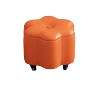 Ktrezs Basse Hauteur Rolling Tabouret PU Cuir Confortable Chaise Pivotante 360 ° Rolling Tabouret avec Roues Pivotant Selle Tabouret Cuisine Spa Bar Home Orange