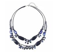 Ktrezs Bohemian Collier de perles vintage, collier de chaîne de liaison longue à 2 couches, collier à double couche acrylique fait à la main pour les femmes purple