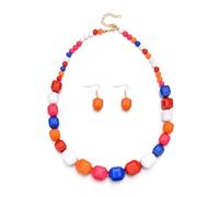Ktrezs Boucles d'oreilles en chaîne acrylique chunky boho pour femmes, ensemble de déclaration de mode, collier de chaîne cubaine fait à la main, bijoux, colliers, robes, p Colorful