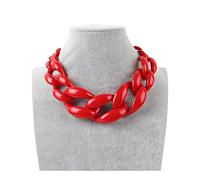 Ktrezs Chaîne acrylique épaisse exagérée tour de tour de cou, collier de déclaration de liaison résine, chaîne de clavicule à main red