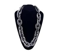 Ktrezs Chaîne de collier en or faux épaisse, idéale pour les costumes de soirée, rappeur, hip-hop, accessoire de costume de milliardaire unisexe - 70-120 cm black-70cm