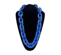 Ktrezs Chaîne de collier en or faux épaisse, idéale pour les costumes de soirée, rappeur, hip-hop, accessoire de costume de milliardaire unisexe - 70-120 cm blue-120cm