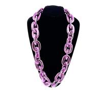 Ktrezs Chaîne de collier en or faux épaisse, idéale pour les costumes de soirée, rappeur, hip-hop, accessoire de costume de milliardaire unisexe - 70-120 cm Pink-120cm