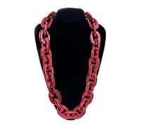 Ktrezs Chaîne de collier en or faux épaisse, idéale pour les costumes de soirée, rappeur, hip-hop, accessoire de costume de milliardaire unisexe - 70-120 cm red-90cm