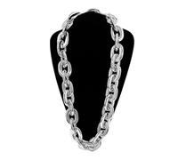 Ktrezs Chaîne de collier en or faux épaisse, idéale pour les costumes de soirée, rappeur, hip-hop, accessoire de costume de milliardaire unisexe - 70-120 cm Silver-80cm