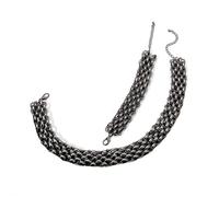 Ktrezs Chunky Chain Cutout Necklace Exaggerated Chain Wider Hip Hop Necklace Personalised Minimalist Bracelet Set Adjustable for Women and Girls black