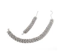 Ktrezs Chunky Chain Cutout Necklace Exaggerated Chain Wider Hip Hop Necklace Personalised Minimalist Bracelet Set Adjustable for Women and Girls Silver