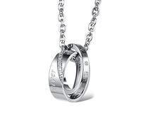 Ktrezs Collier de couples personnalisés son sien couple Collier à double anneau à double anne men