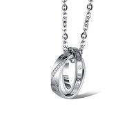 Ktrezs Collier de couples personnalisés son sien couple Collier à double anneau à double anne women