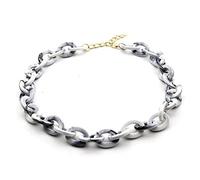 Ktrezs Collier de déclaration épais en acrylique pour femmes Cumber Link Colliers Collier Resin Link Colliers Colliers Bijoux White black