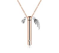 Ktrezs Collier en forme de pendentif tubulaire en acier inoxydable, boîte à prières, urne pour cendres d'incinération, 19.6" chaîne gold